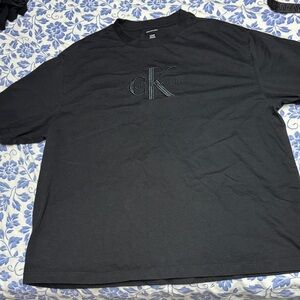 Calvin Klein Black Short Sleeve Crew Tee with Embossed CK